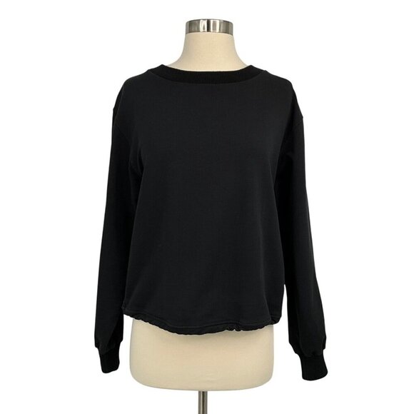 Varley Weston Sweatshirt Size S Black Open Back Long Sleeve Pullover Drawcord - Picture 2 of 10